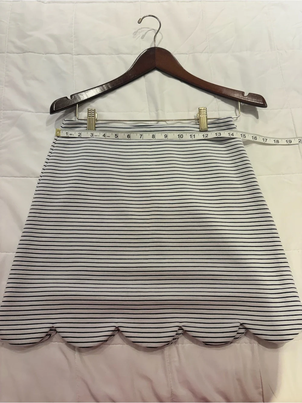 Aqua Black & White Striped Scallop Hem Mini Skirt